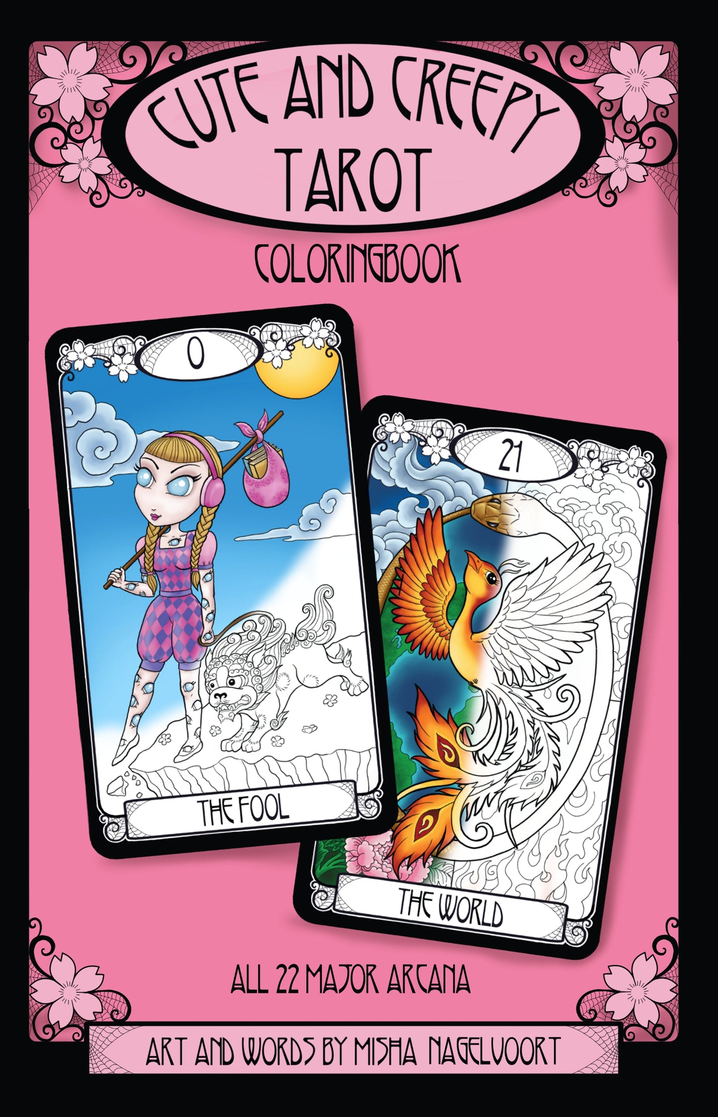 SIGNED Cute & Creepy Tarot Deck & COLORING BOOK