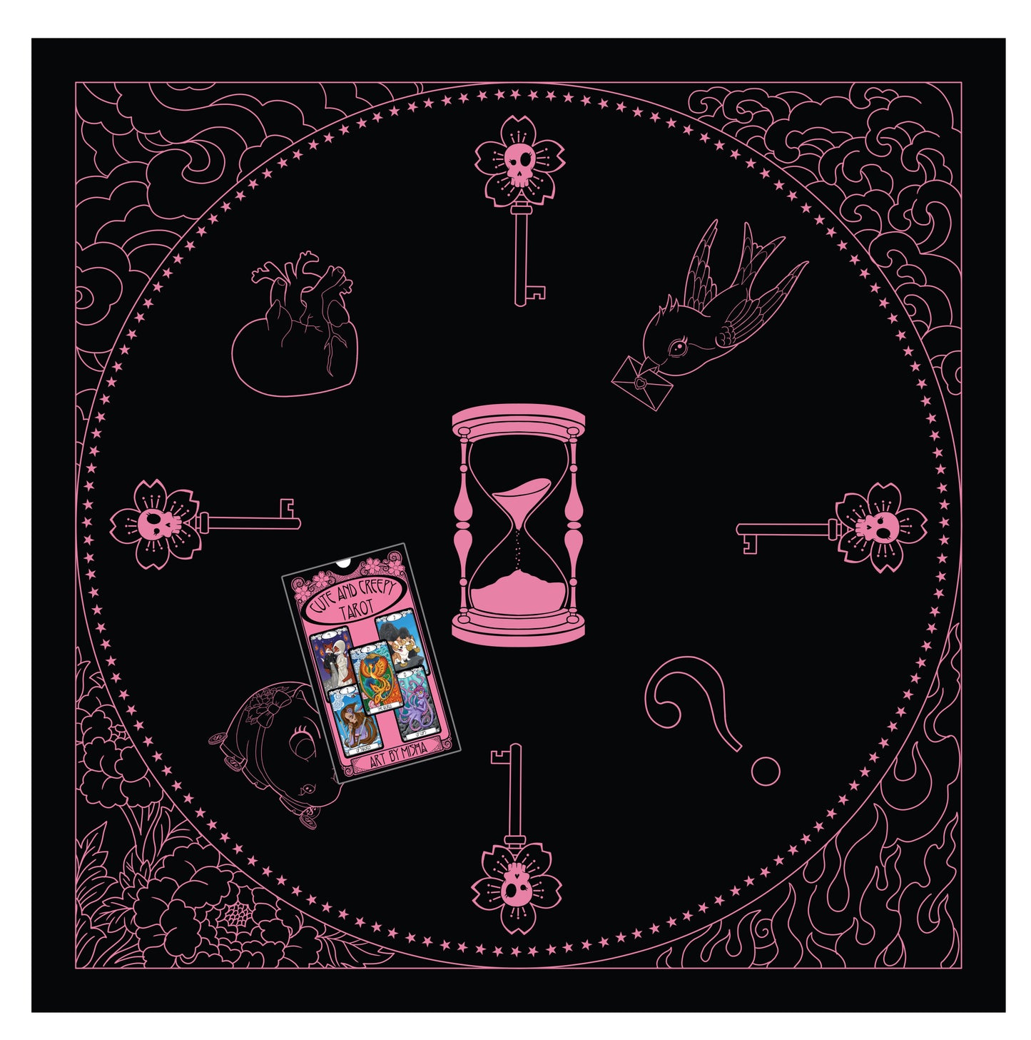 SIGNED Cute & Creepy Tarot Deck & Reading Cloth