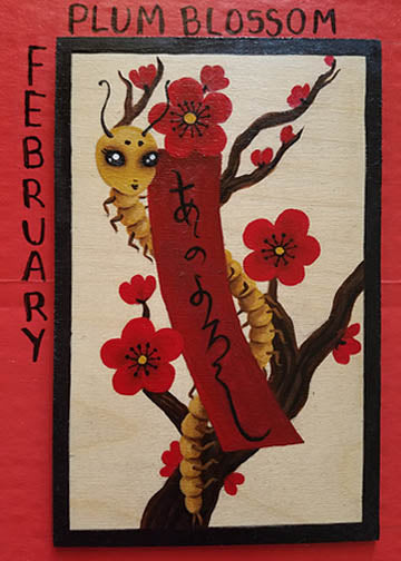 Hanafuda February PLUM Blossom "Millipede Girl" SOLD