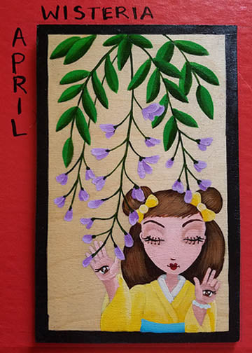 Hanafuda April WISTERIA 'Tenome'