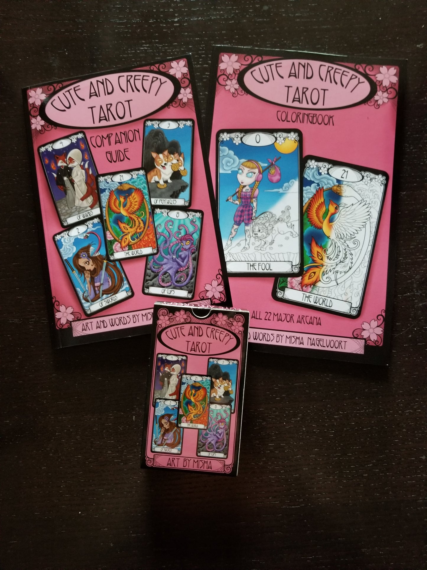 SIGNED Cute & Creepy Tarot Deck, Companion Guide & Coloring Book